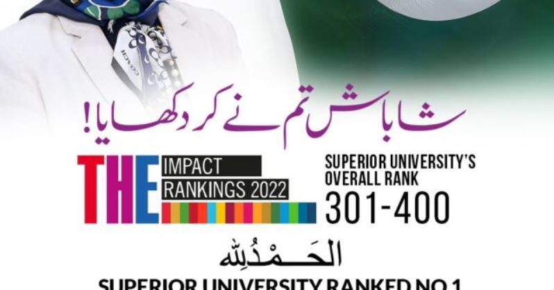 Superior University of Pakistan declared as the number one university in the private sector